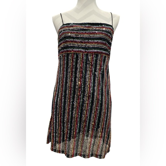 Al’tard Multicolor Striped Sequin Dress Size Large - Picture 1 of 3